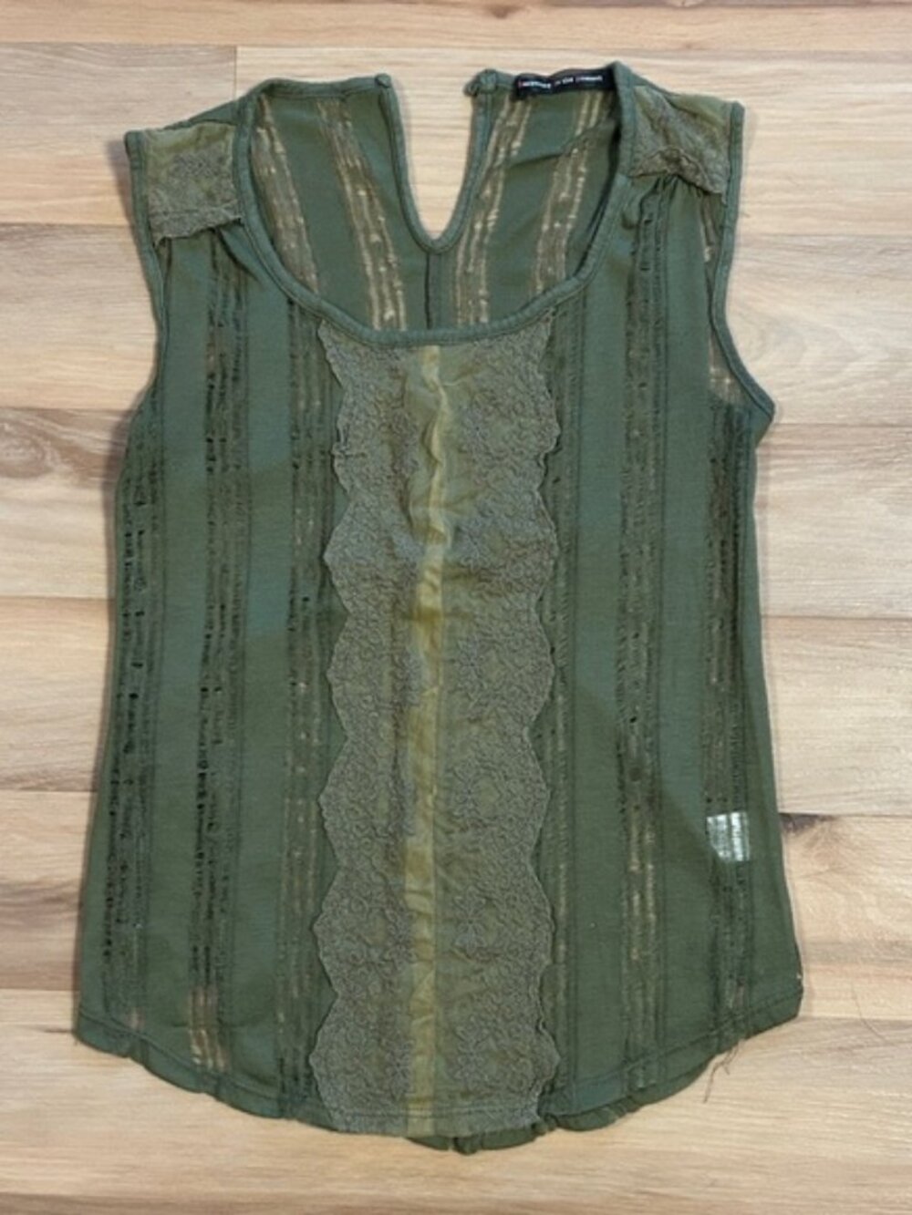 Green Lace Detail Sleeveless Top